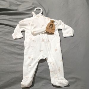 Cozy White Baby Footie with Animal Print